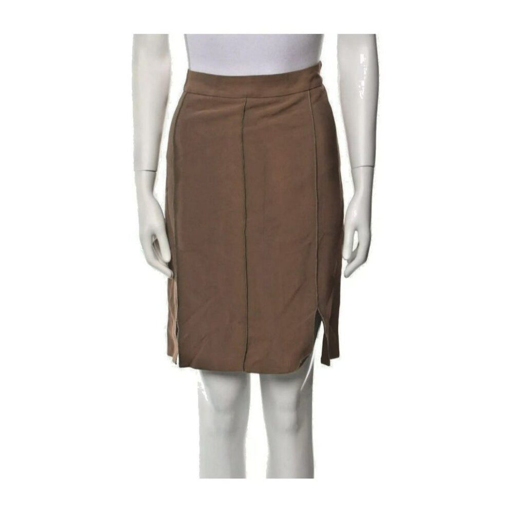 SALE Versace Brown Silk Viscose Skirt IT 46 US 12 Tailored Quiet Luxury